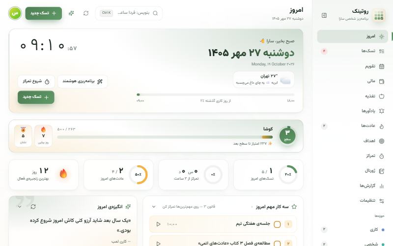 روتینک روی لپتاپ